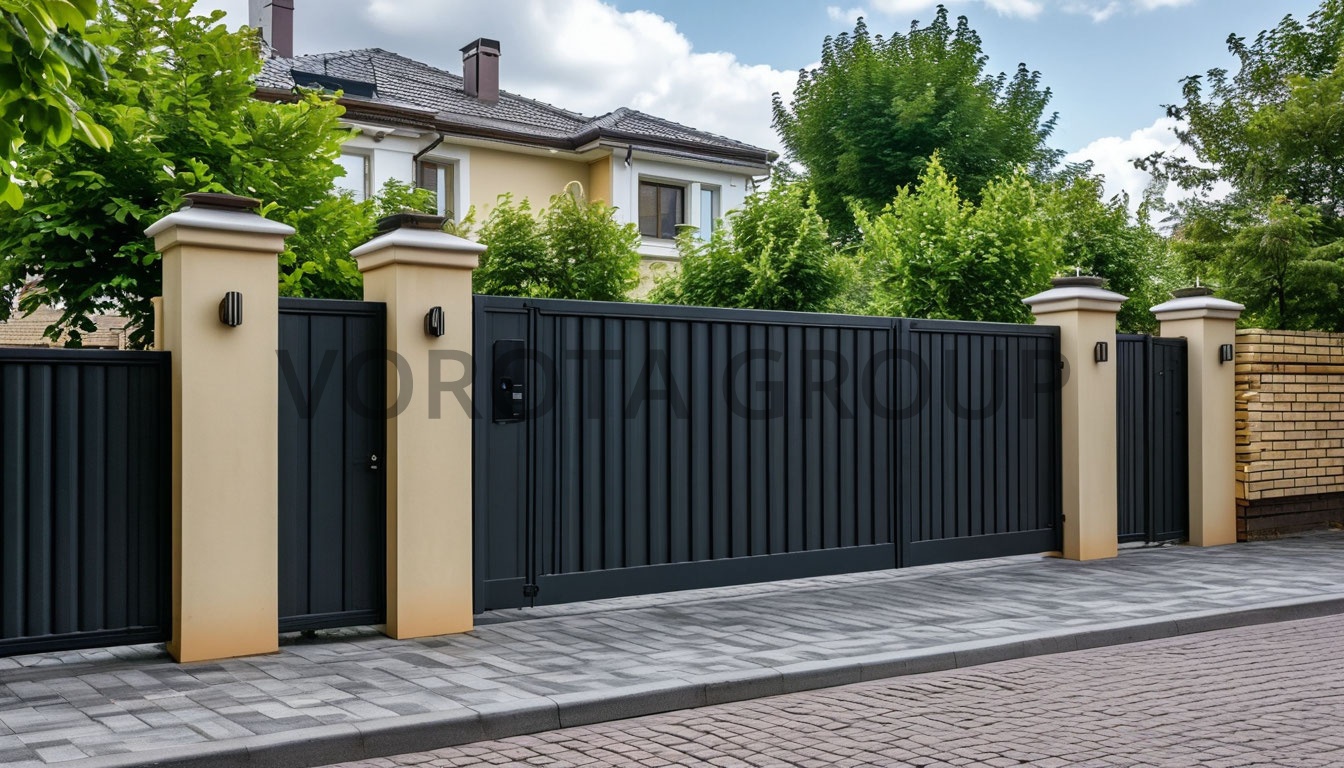 Откатные ворота Alutech с евроштакетником 1700х3800