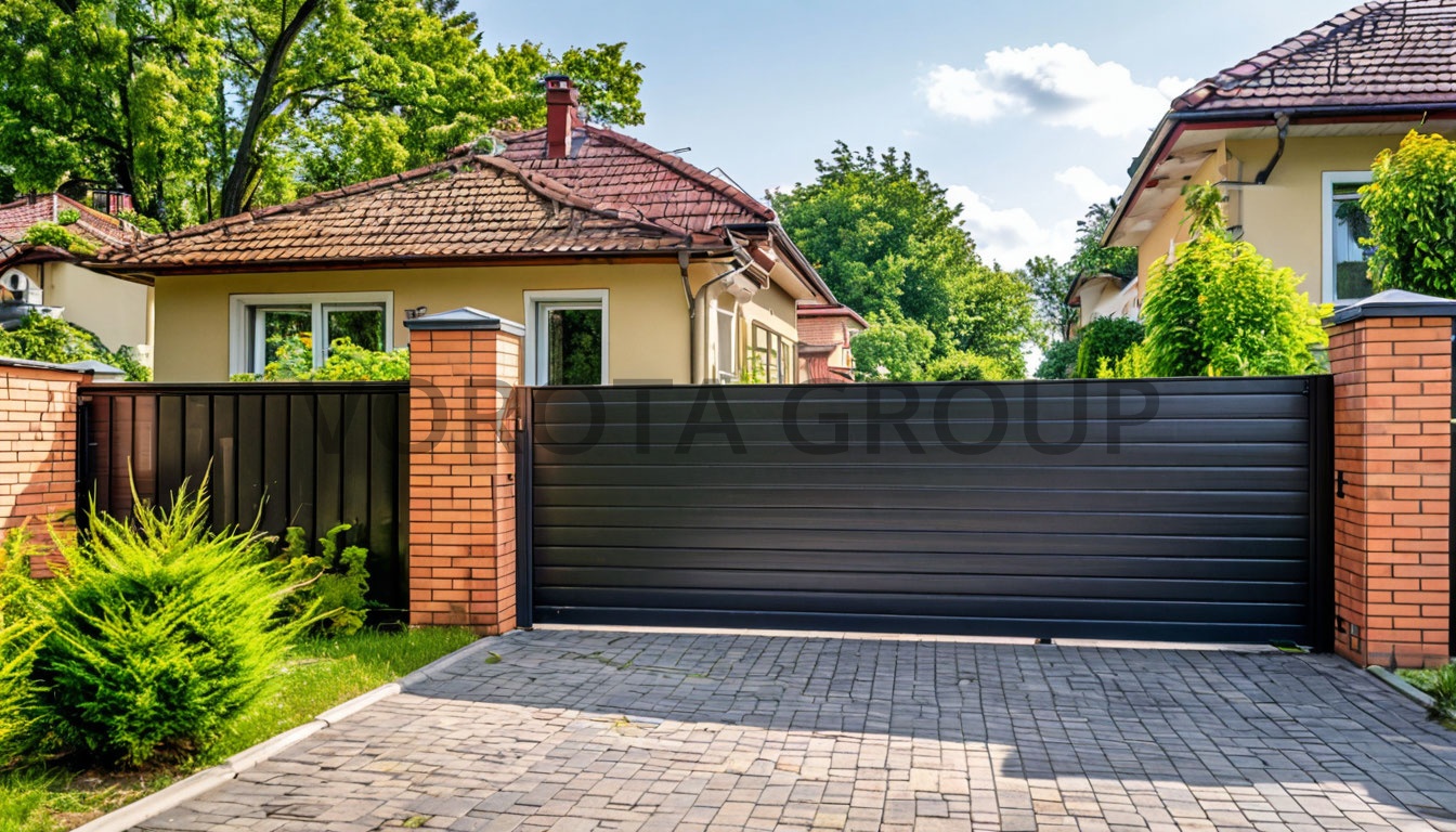 Откатные ворота Alutech темные 1700х3100